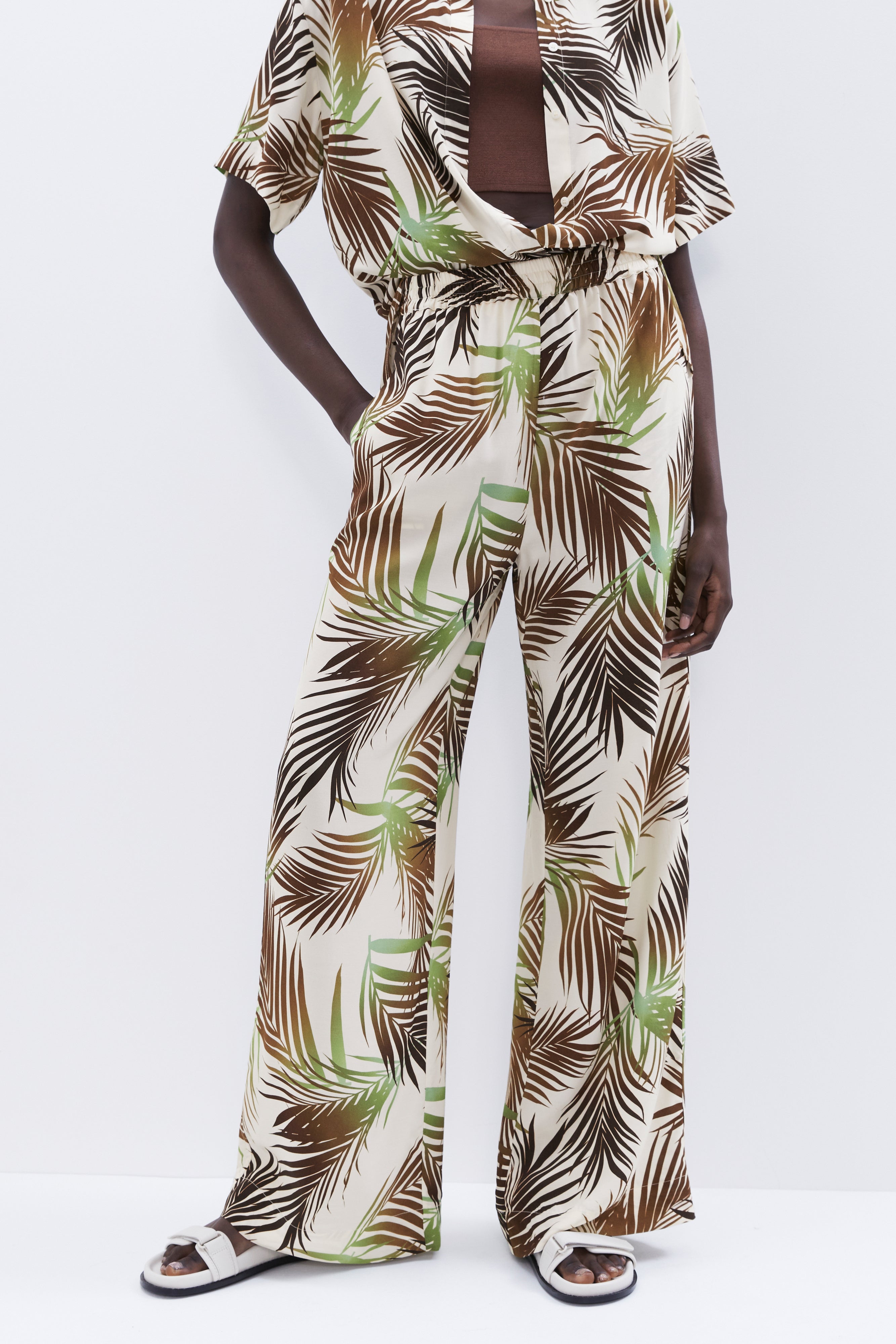 +NET SUSTAIN Ottavio printed linen wide-leg pants