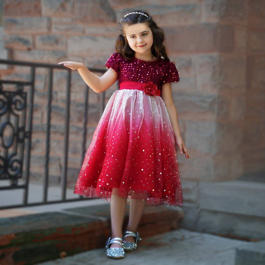 red ombre dress for girls