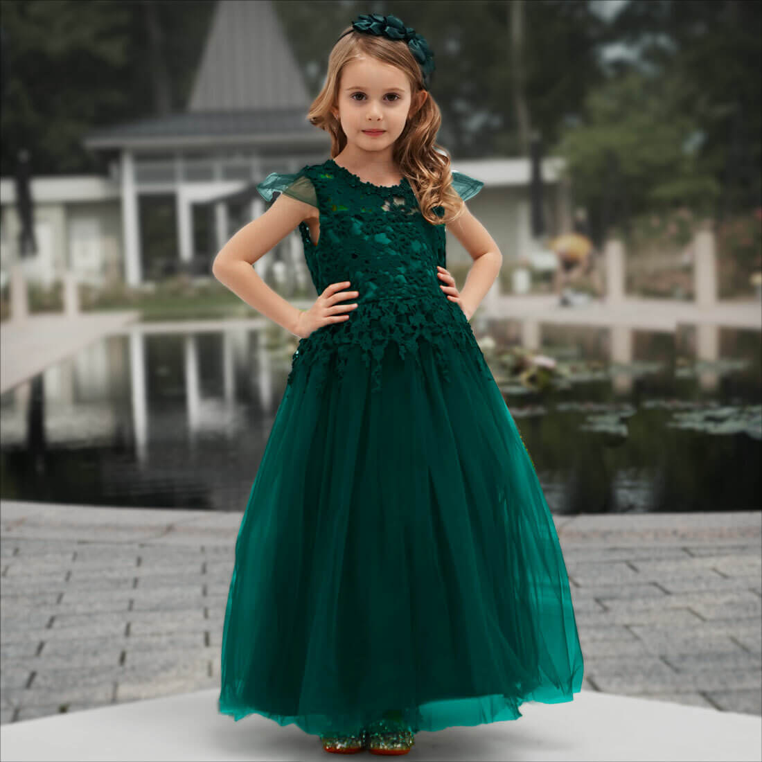 Girl in a green gown