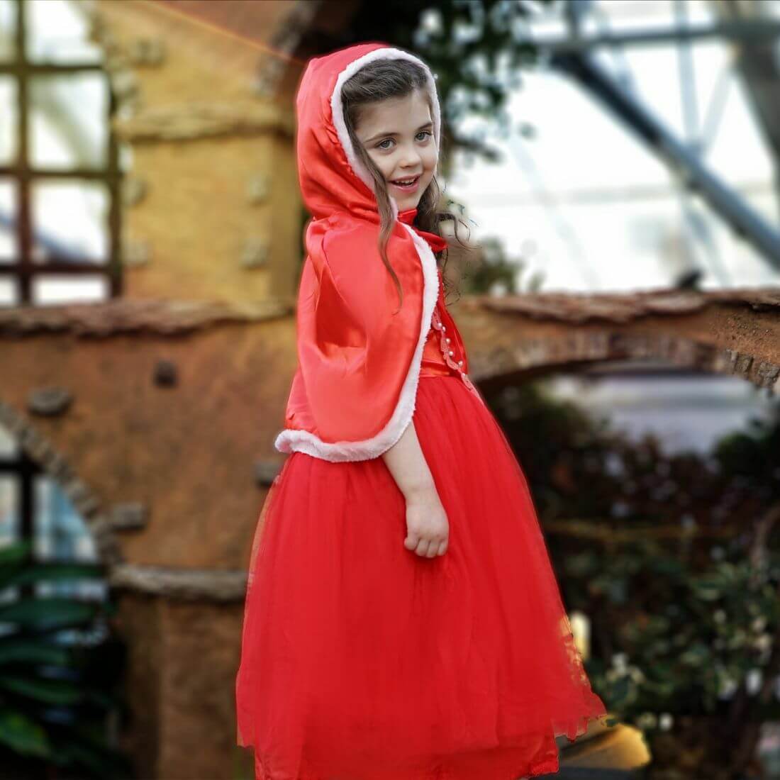  Little girl in a red gown and cape