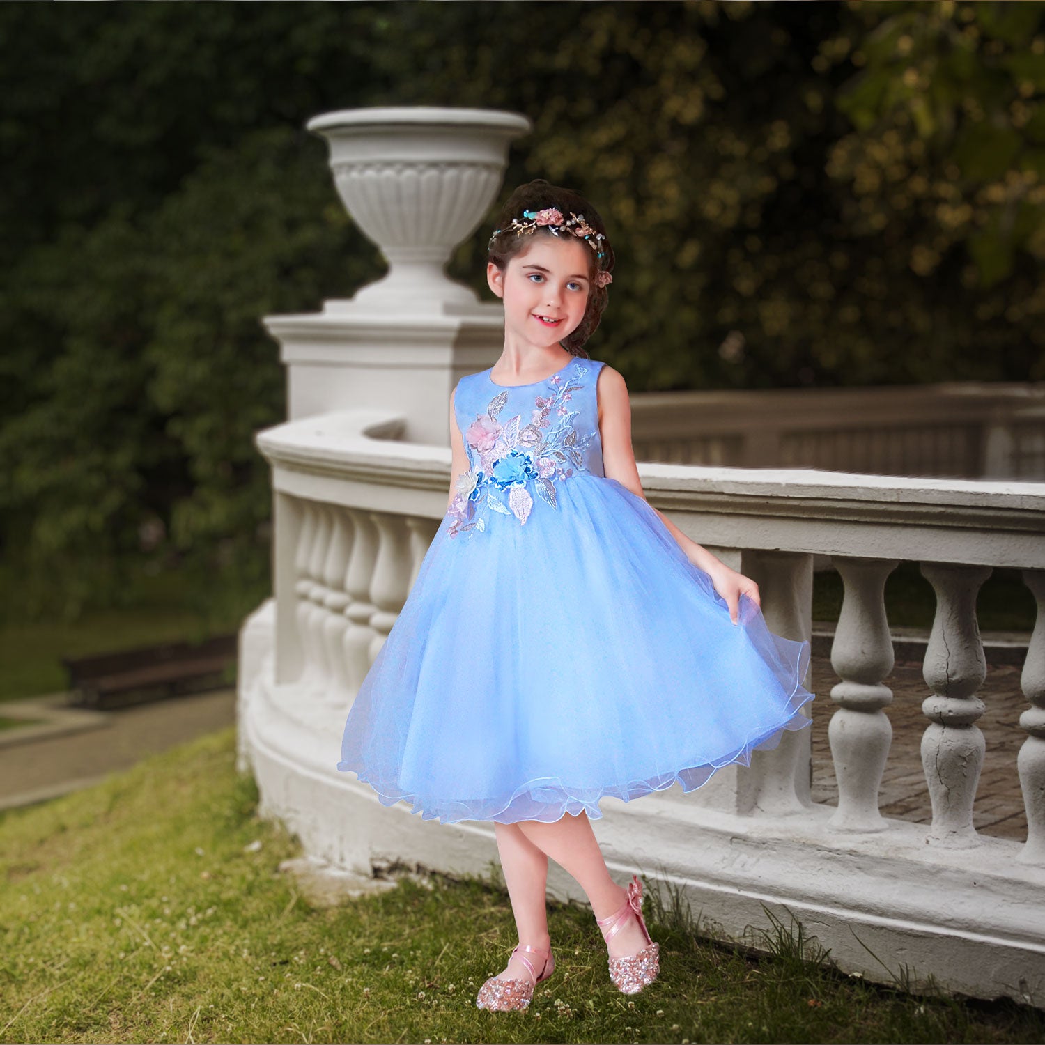 Powder blue Soluck Dahlia Kids Night dress for Girls –