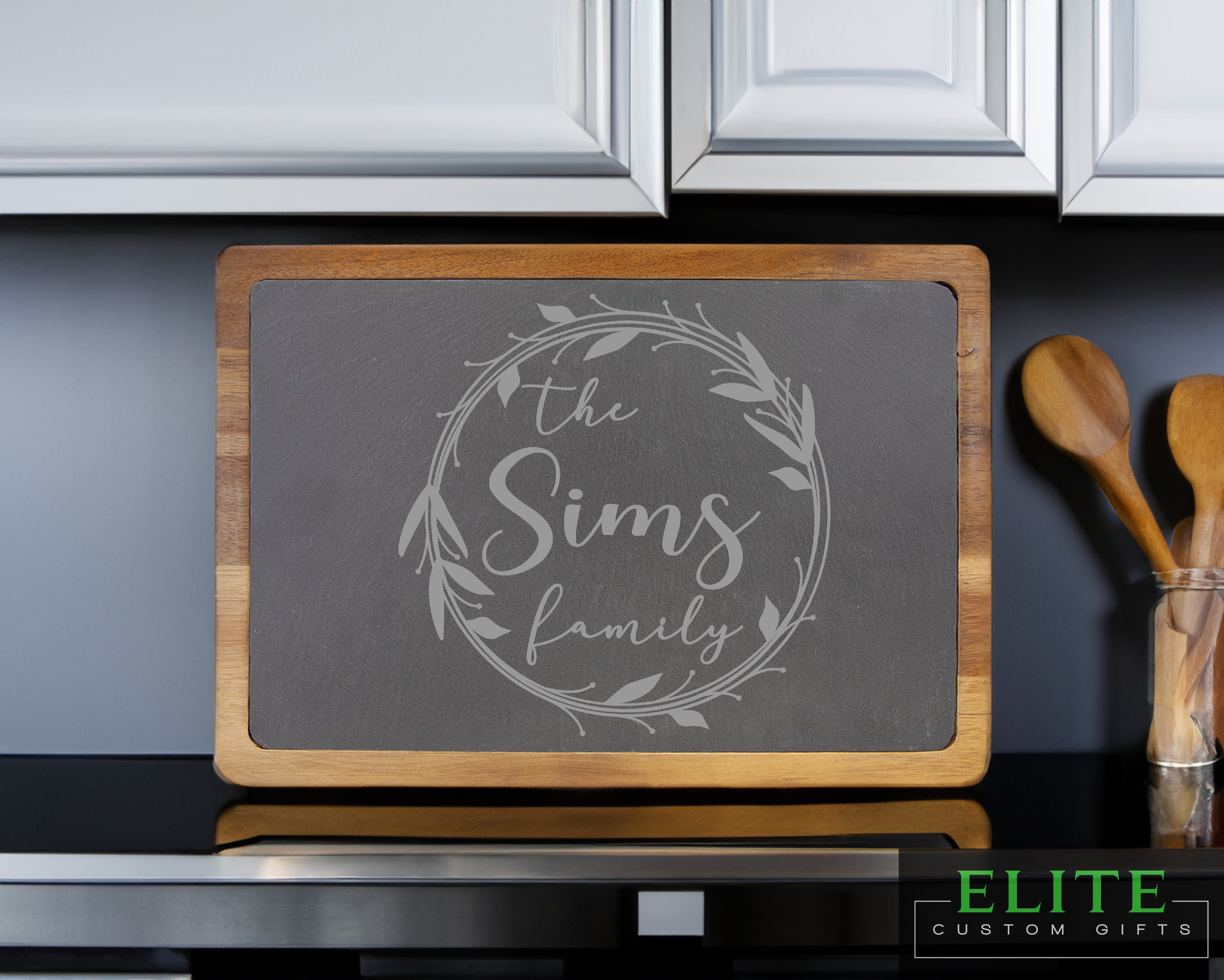 Personalized Kitchen Cutting Board with Engraved Utensils