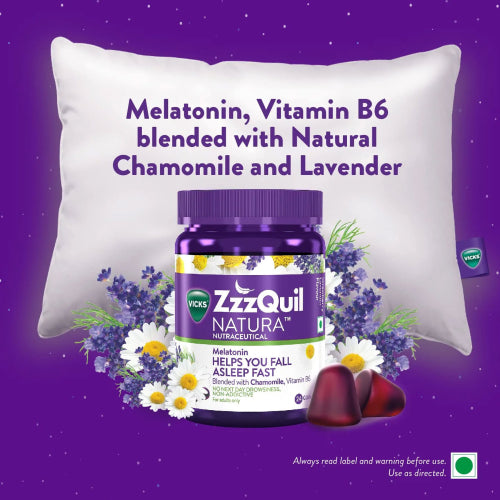 Buy Vicks ZzzQuil Natura Nutraceutical Melatonin Sleep Gummies, 24s :  