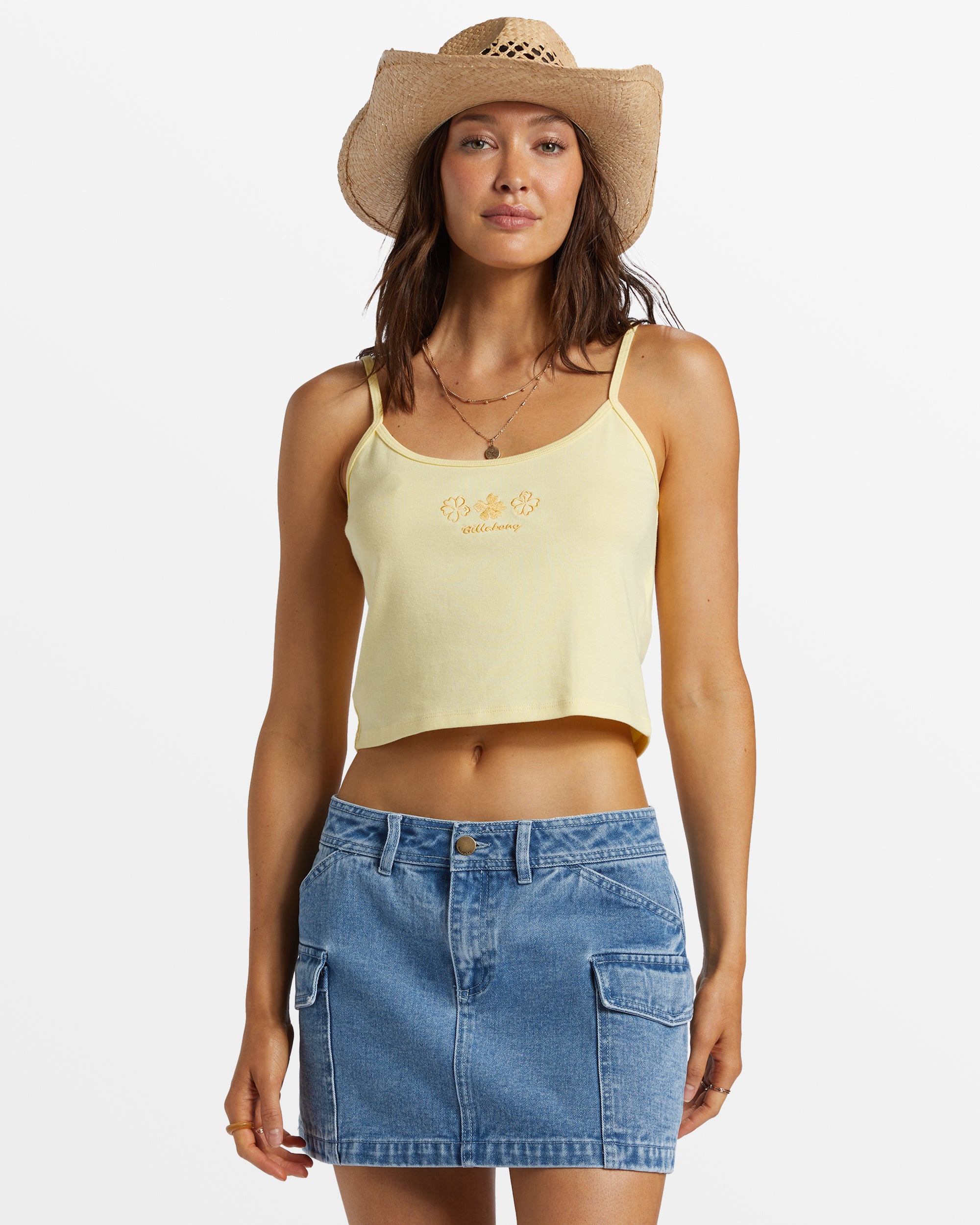 Aloe Cropped Tank Top - Mellow Yellow