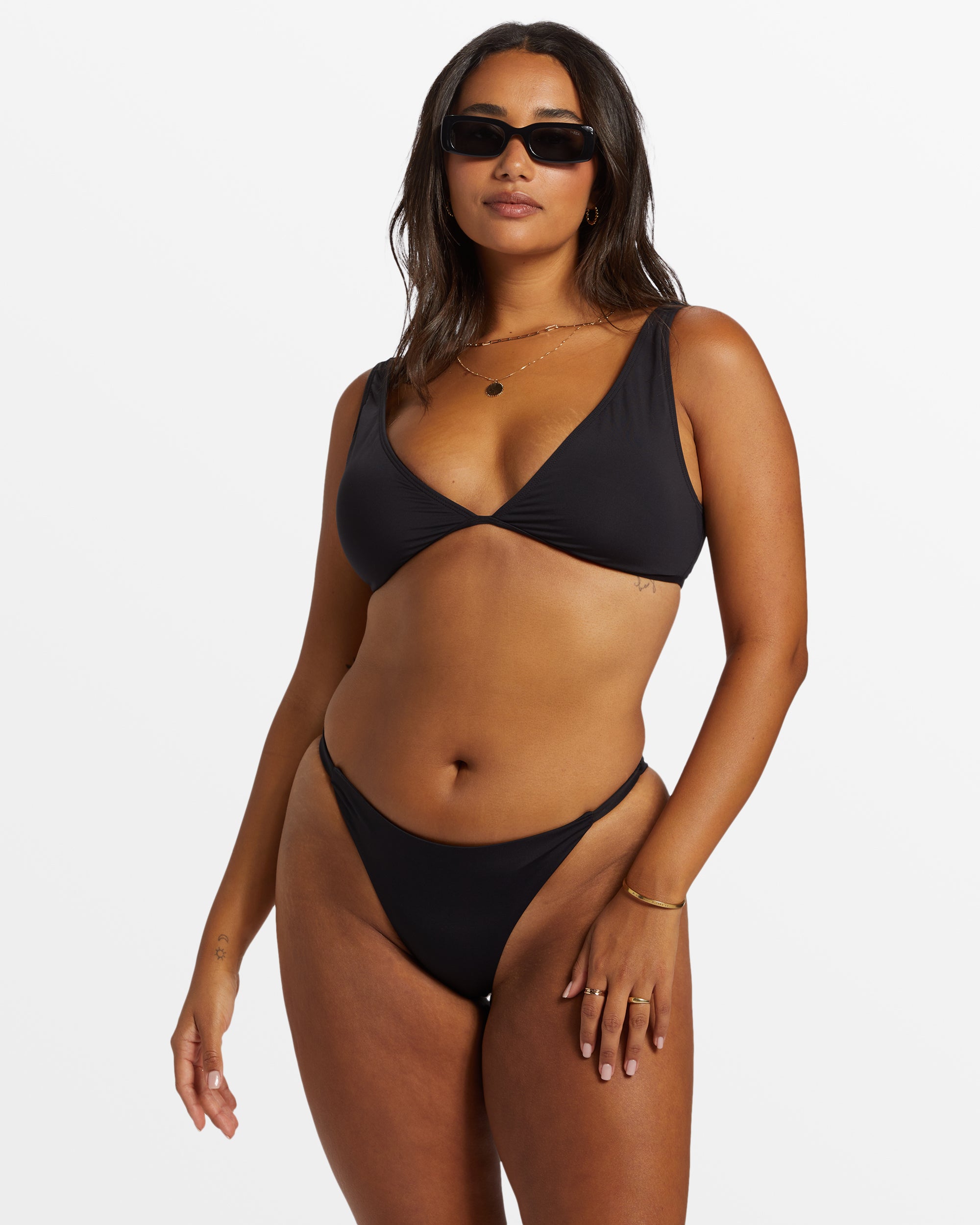 Sol Searcher Ava Tank Bikini Top - Black Pebble