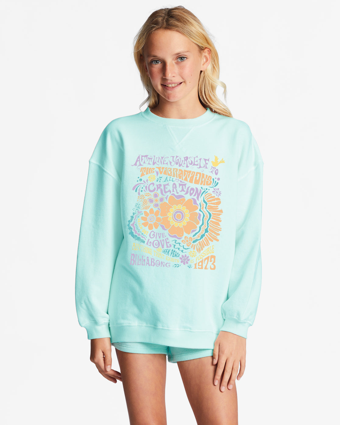 Girls' Making Waves Crewneck Sweatshirt - Light Lagoon