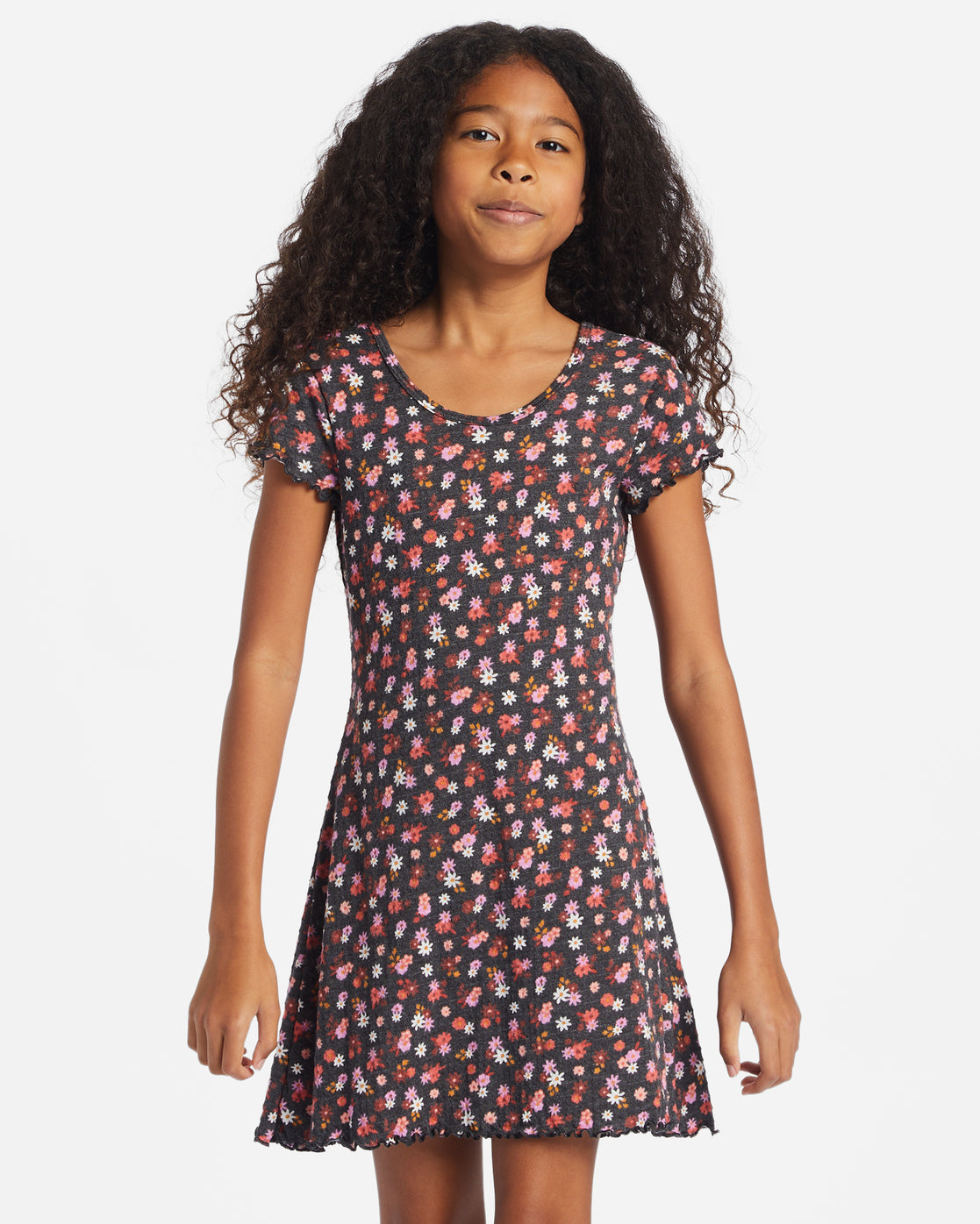 Girls Simply Cute T-Shirt Dress - Black Pebble