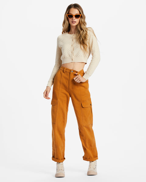 So Easy Flare Knitted Flared Trousers - Sweet Tea –