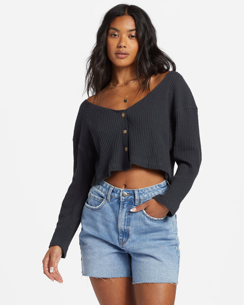 Flip Out Cropped Sweater - White Cap 1 – Billabong