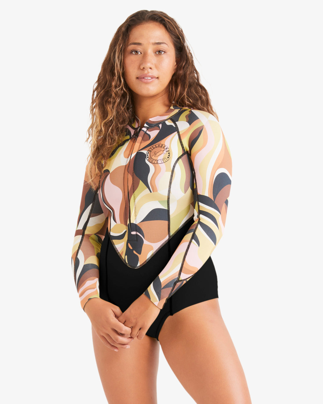 Billabong Salty Dayz long sleeve swimsuit in pink