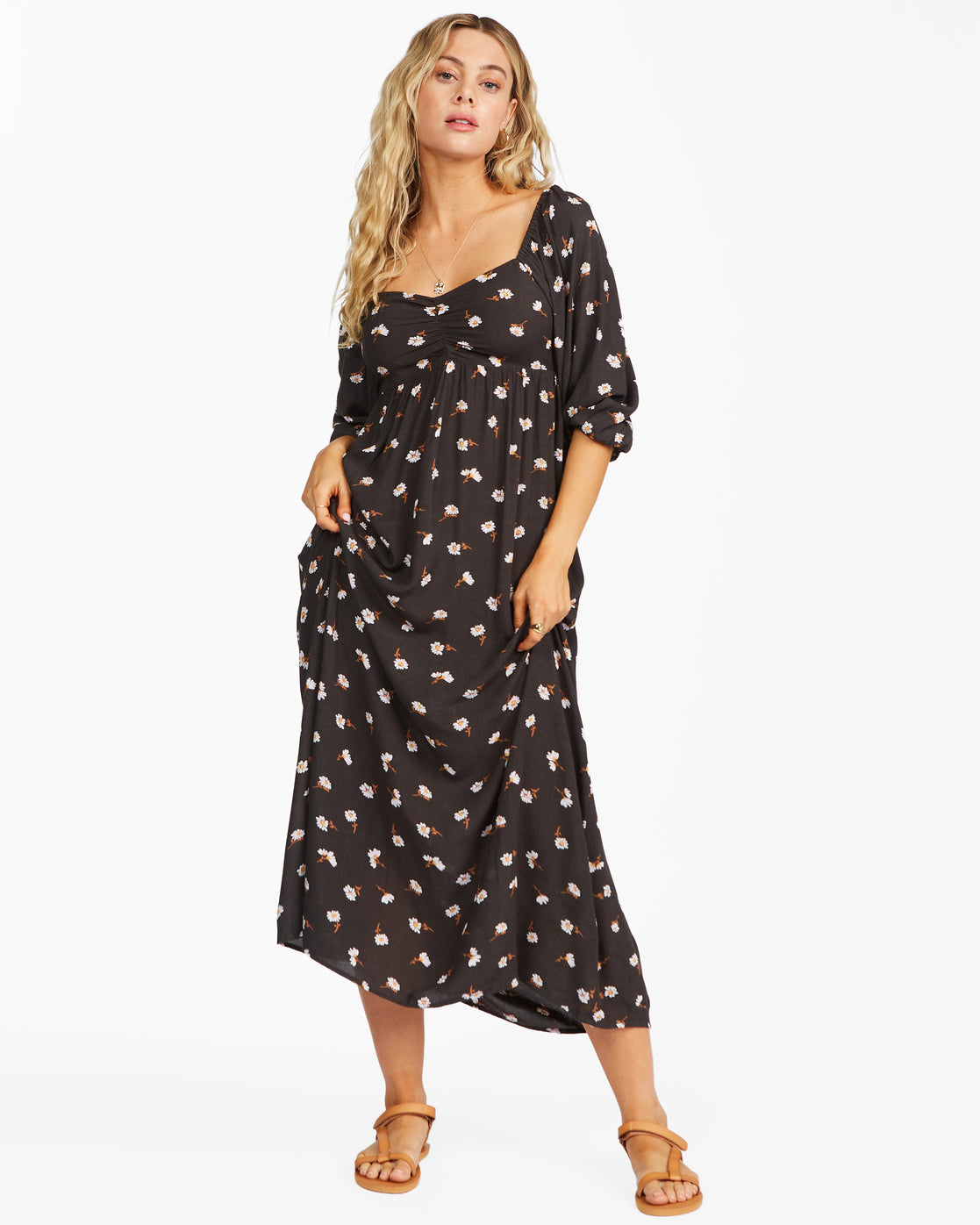 Swept Away Midi Dress - Off Black