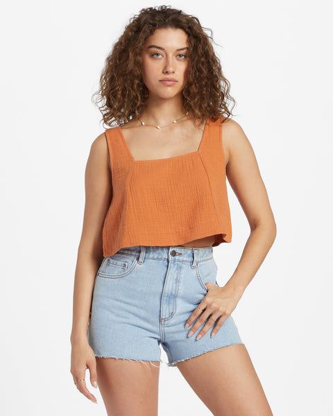 Forever Trending Orange Ribbed Short Sleeve Crop Top