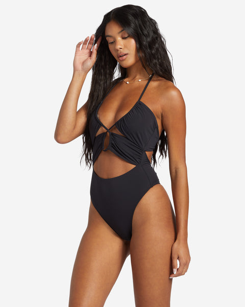 Vertical Striped Cut Out Tie Backless Halter One Piece Swimsuit  Cute one  piece swimsuits, Cute bathing suits, One piece swimsuit