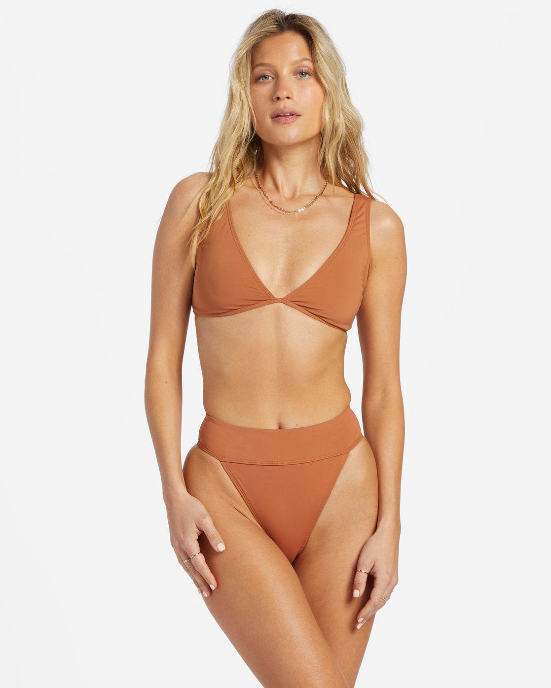 Sol Searcher Ava Tank Bikini Top - Golden Brown