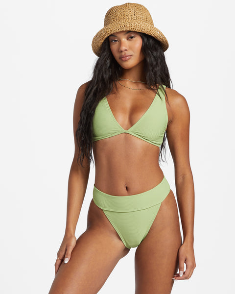 Lime-green ribbed bralette top, Billabong, Triangle Bikini Tops for Women