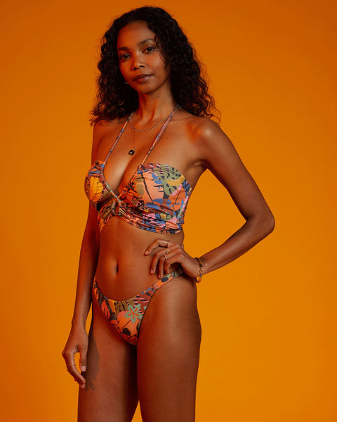 MALILA - Set of 3: Long-Sleeve Swim Top + Leaf Print Bikini Top + Swim  Shorts