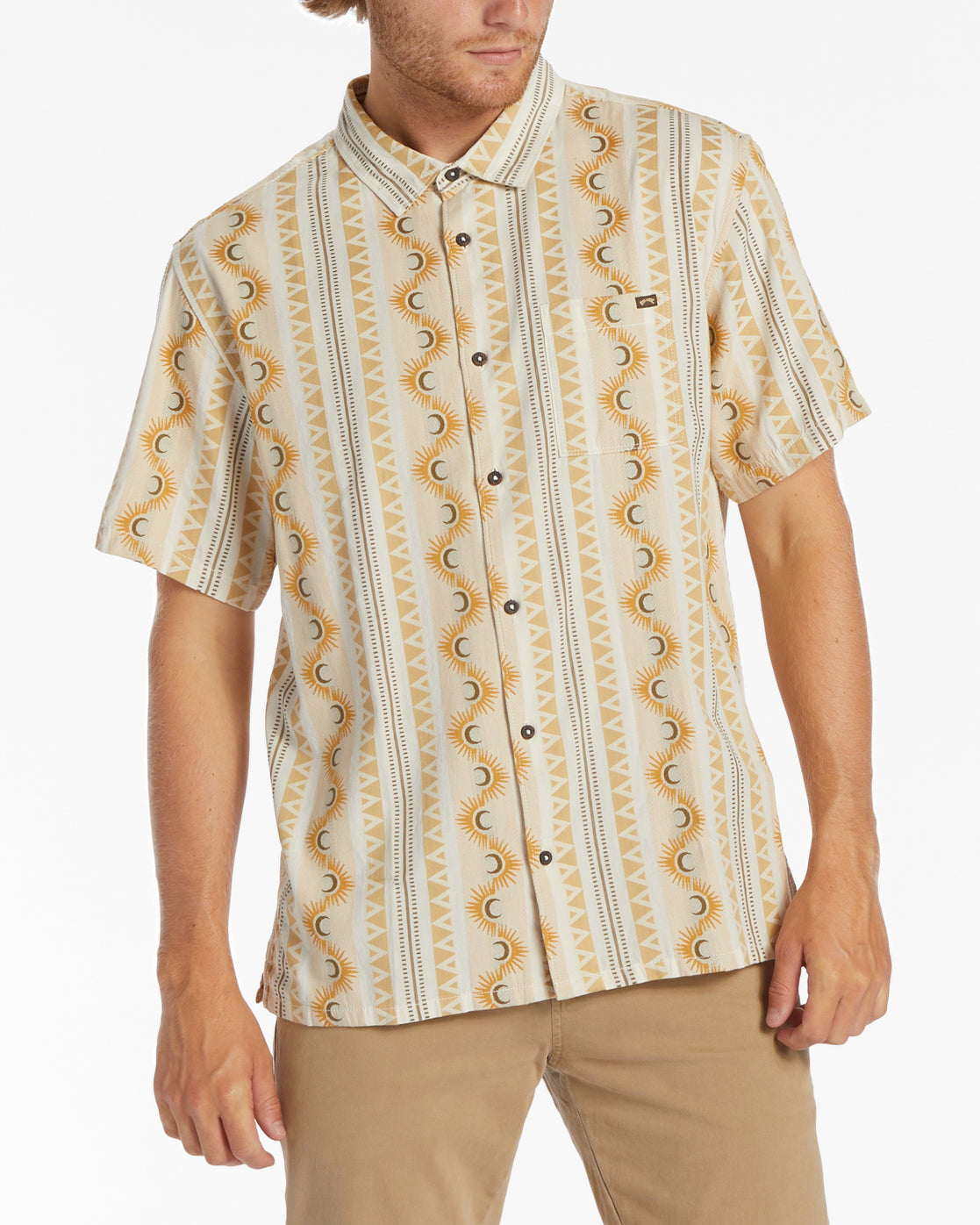 Sundays Jacquard Short Sleeve Shirt - Stone