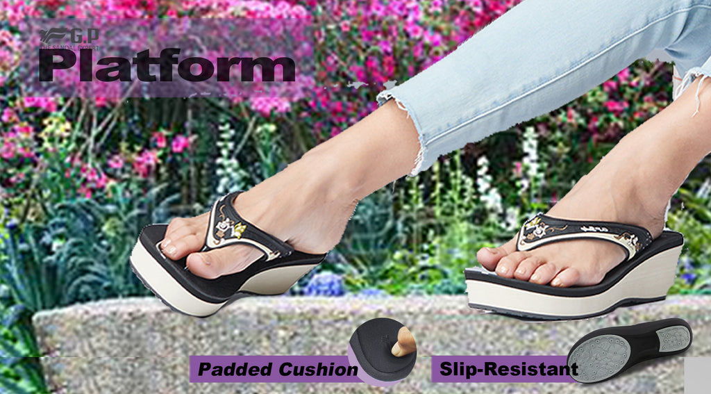 Gold Pigeon Shoes Platform Flip-Flops & Slides Sandals for Women