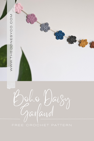 pin for boho daisy garland free crochet pattern