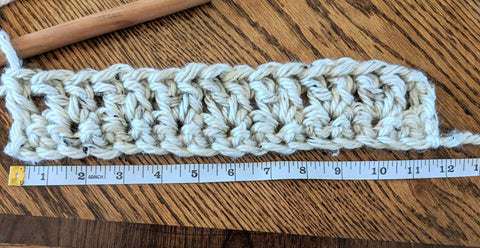 width of crochet scarf shown