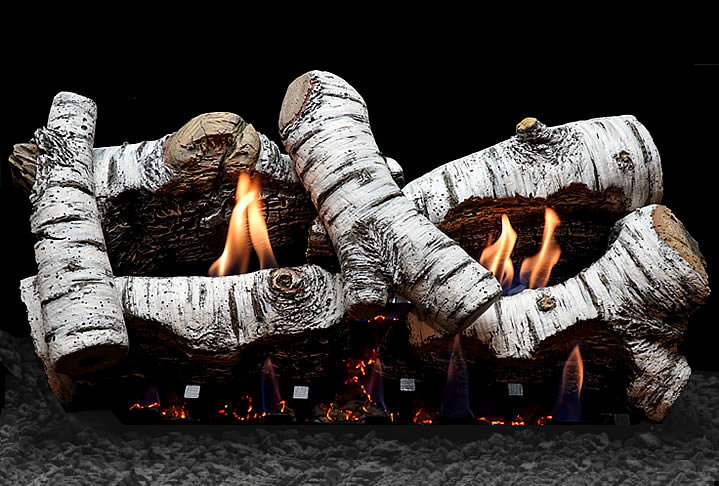 Empire Burncrete Birch 24" Variable Remote Vent Free Gas Logs