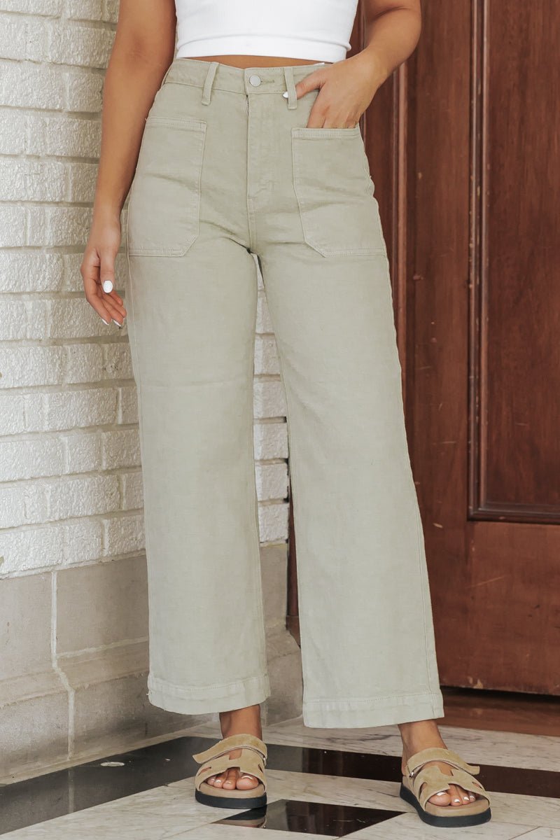 Image of Light Sage Utility Wide Leg Pants