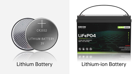 lithium primary batteries like button batteries and lithium-ion batteries like storage batteries