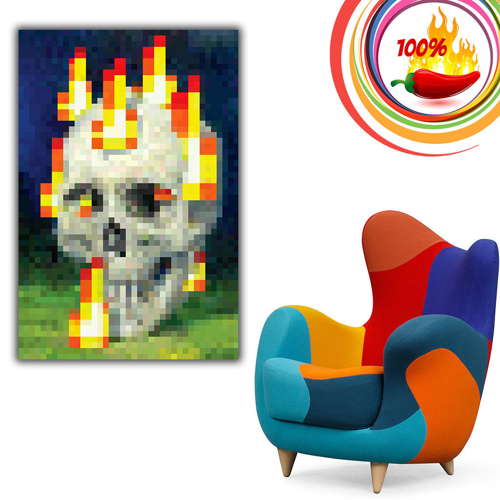 minecraft burning skull poster