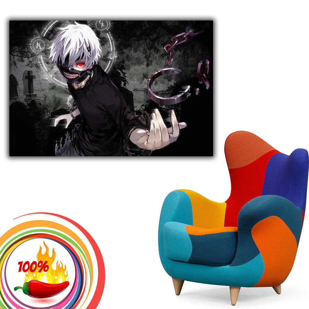 Tokyo Ghoul Ken Kaneki Mask White Hair Manga Anime Poster