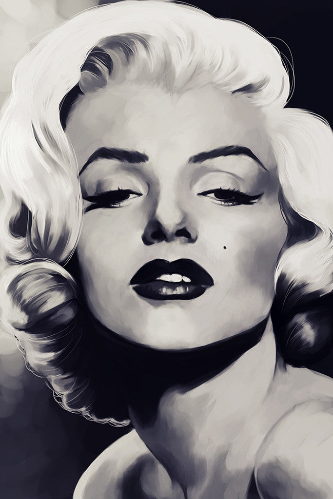 Marilyn Monroe Face Black and WhiteArt Poster - My Hot Posters