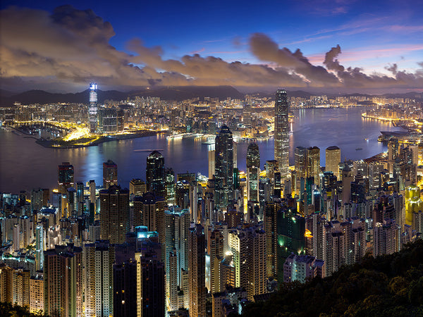 City Hong Kong Evening Lighting Clouds Lights Poster – My Hot Posters