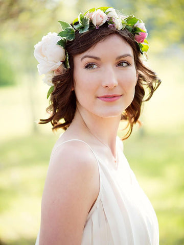 Short Hair with Floral Headpieces