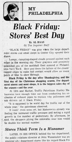 black friday newspaper clipping