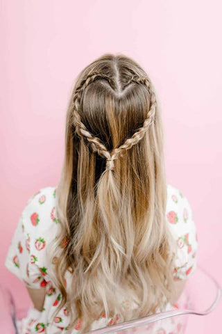 A lace braid into a heart and high ponytail. Cute girl hairstyles. Easy  braids. Heart hair. Valentine's hair. … | Valentines hairstyles, Glamorous  hair, Hair styles