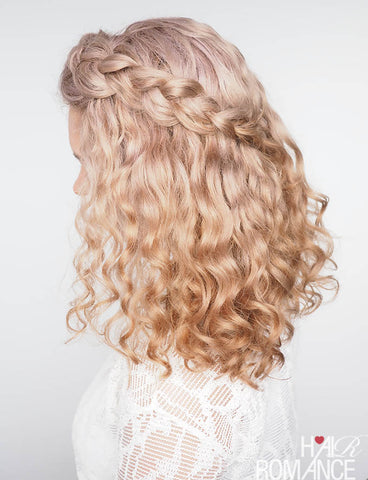 braided curly crown hairstyle