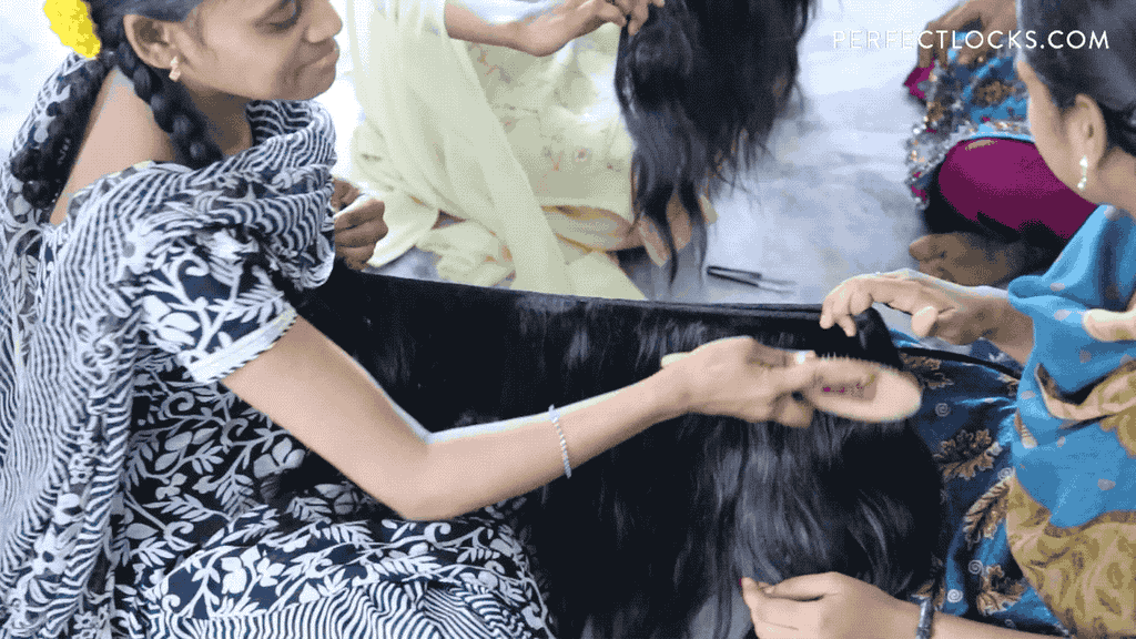 indian hair being brused
