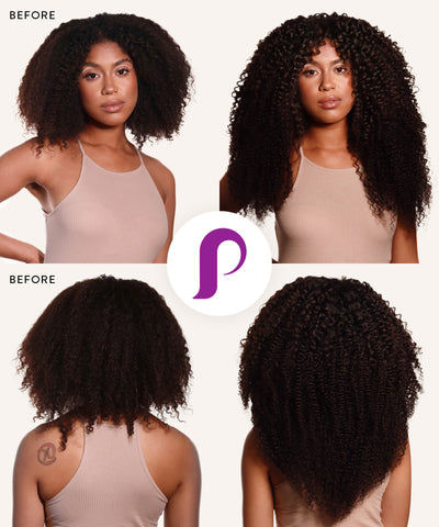 kinky curly before and after hair extensions