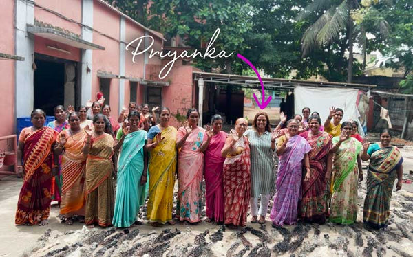 Priyanka with Workers at Factory