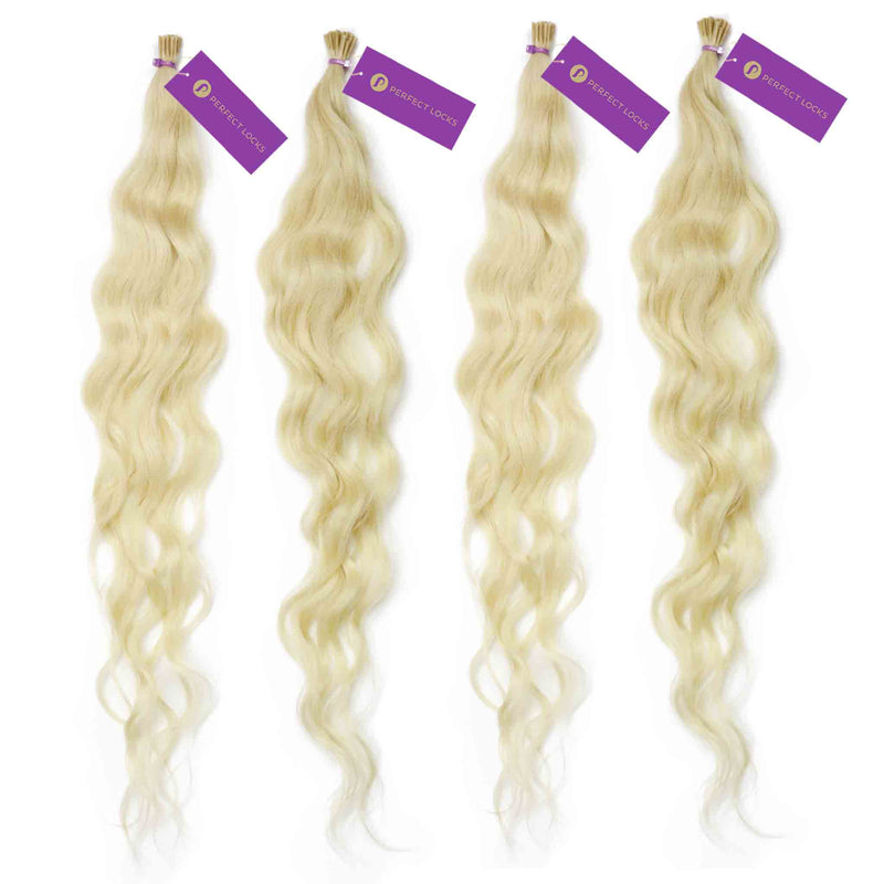 4 X Wavy Fusion I Tip Hair Extension Bundle Deal Perfect Locks 