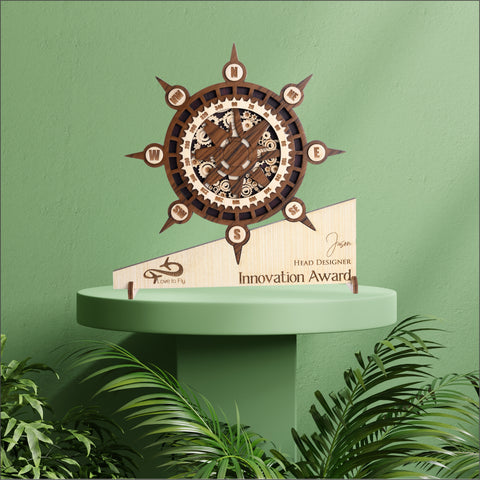 Chart Your Course to Victory : Nautical Wooden Trophy - Laurels Trophy