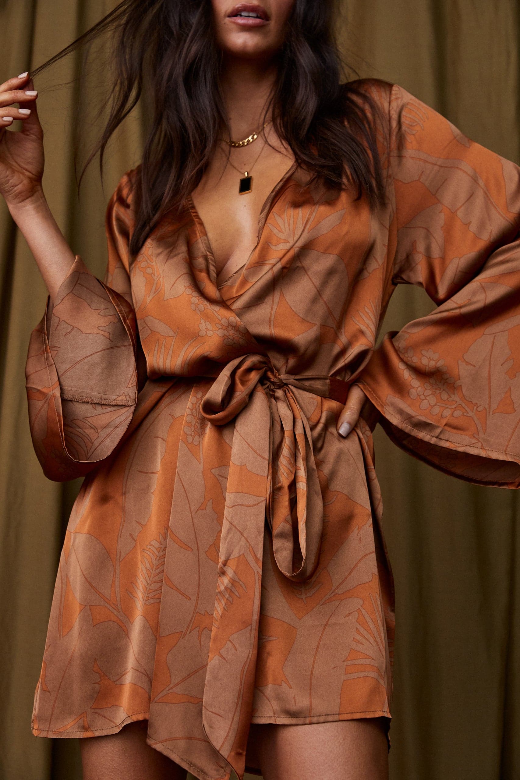 Gold Standard Rust Kimono Dress - 12th Tribe product image