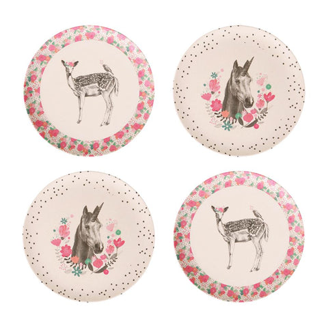 Love Mae - Bamboo 4pk Plates Unicorn & Deer - Eco Child