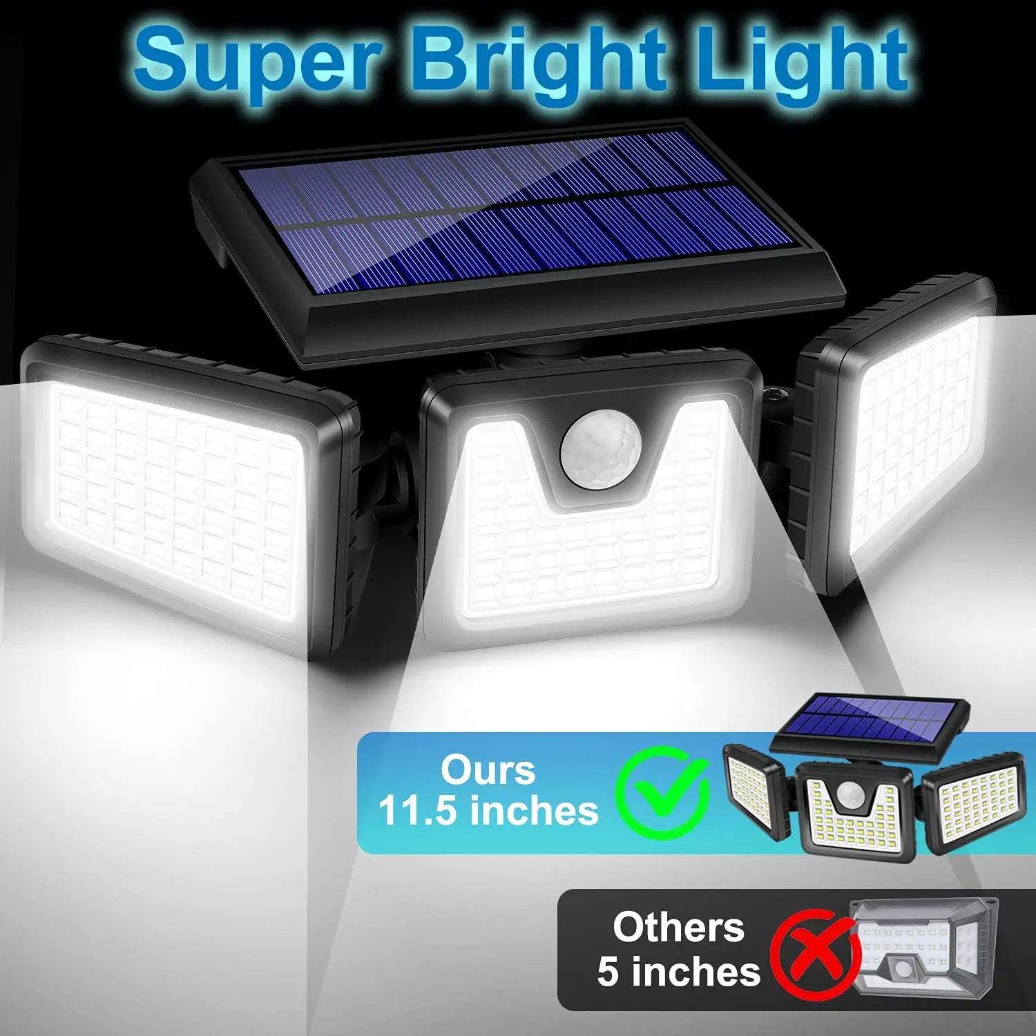 2 Pack Solar Lights Outdoor 128 LED 800LM Cordless LED Solar Motion Se