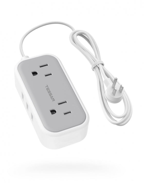 TESSAN Wireless Charger Power Strip 4 ft Extension Cord with 2 Outlets 2 USB Ports