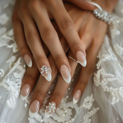 French tip fake nails for wedding