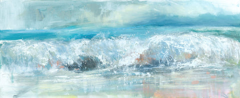 Cornish wave painting breaking surf on the beach Watergate Bay