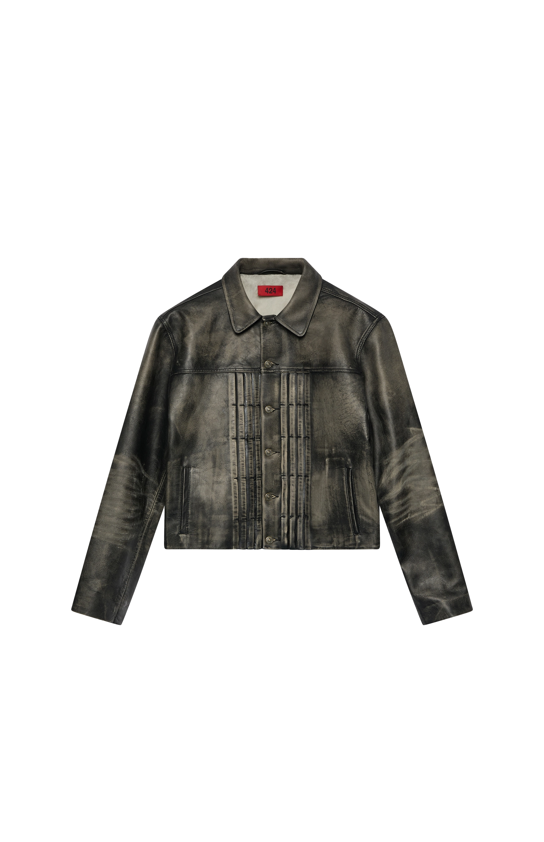 424 Leather Trucker Jacket Black