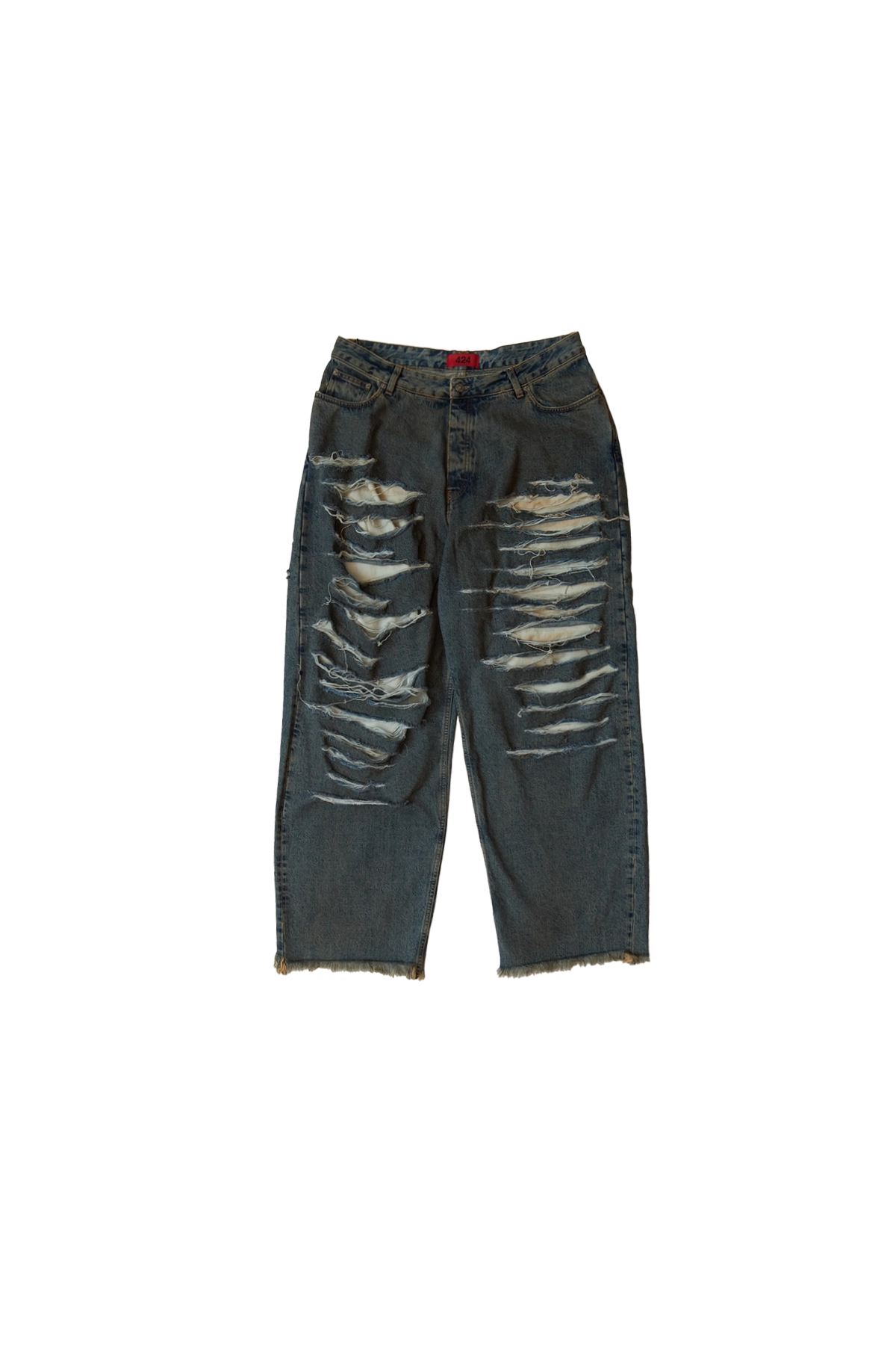 424 Collection Repaired Loose Jeans Blue