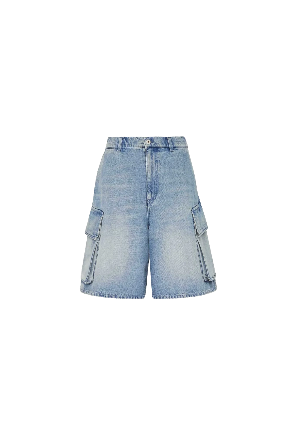 Jw Anderson Light Blue Bermuda Shorts With Cargo Pockets And Logo Patch On The Back In Denim Man