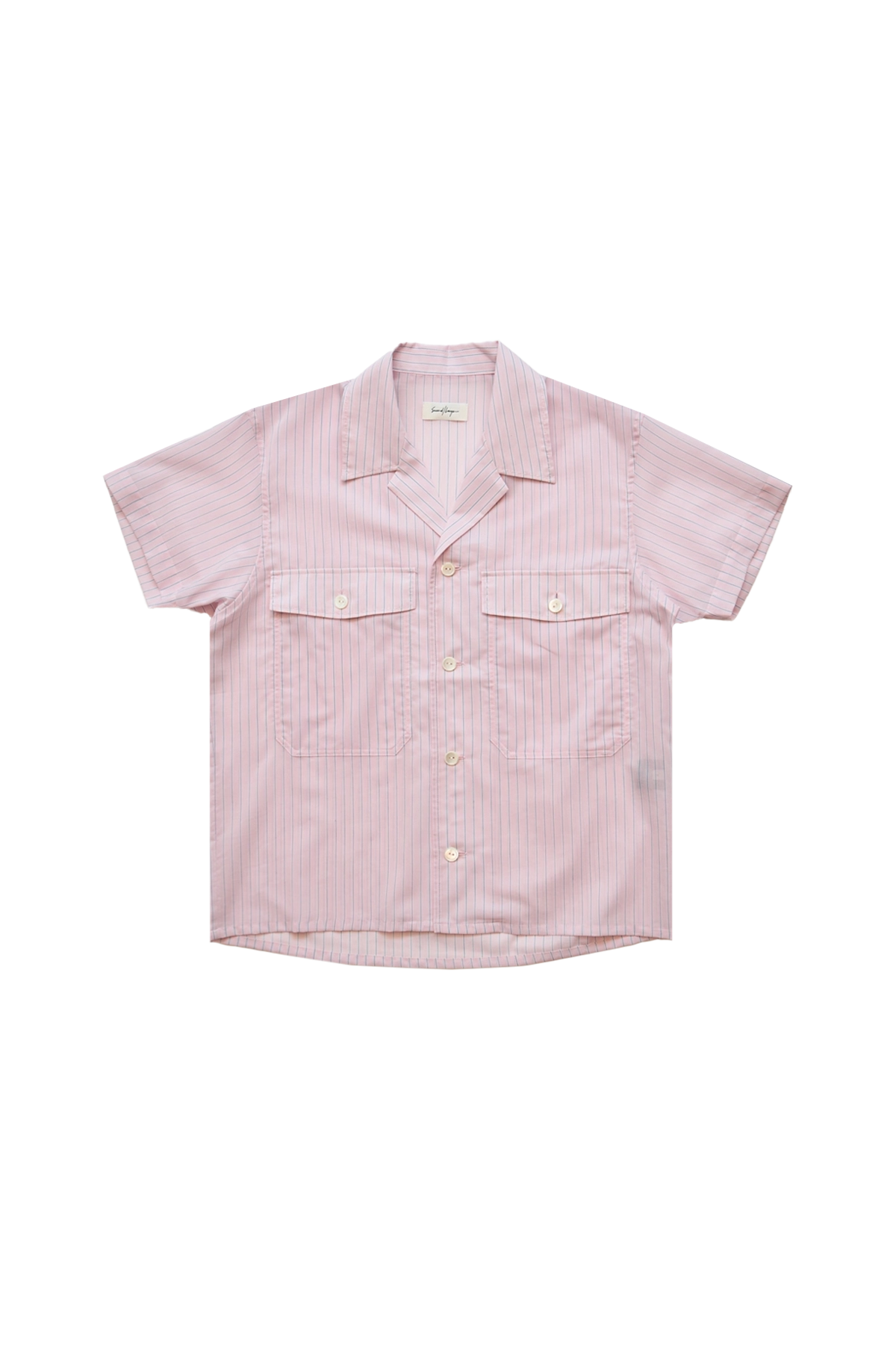 Second Layer SS Open Collar Shirt Pink Stripe